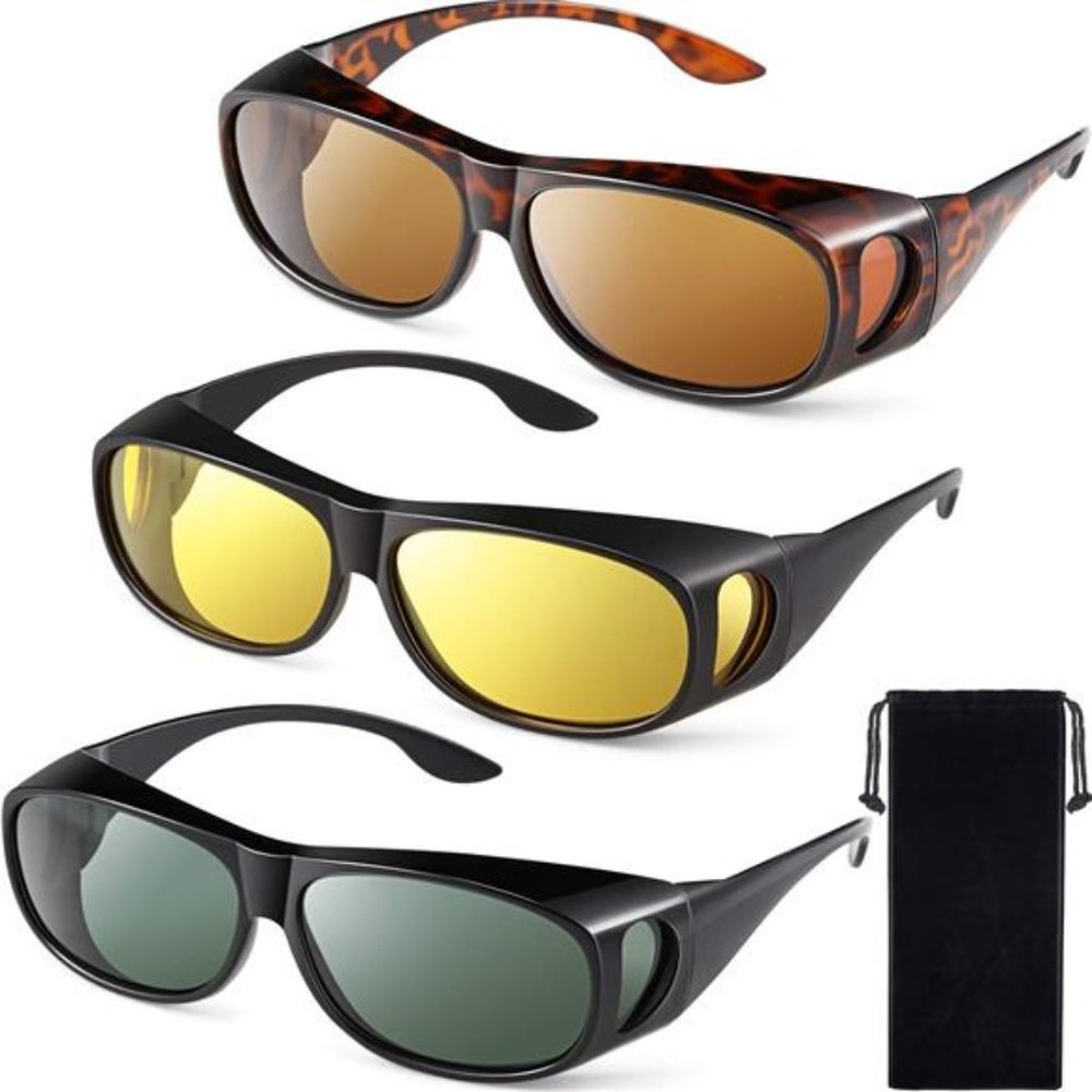 3 Pairs Fit Over Sunglasses for Men Women Polarized Lens Wrap Over Glasses Sport